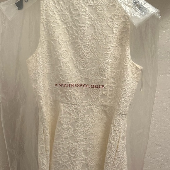 Anthropologie white skater dress with lace detail and pockets, size 10. - Picture 5 of 5
